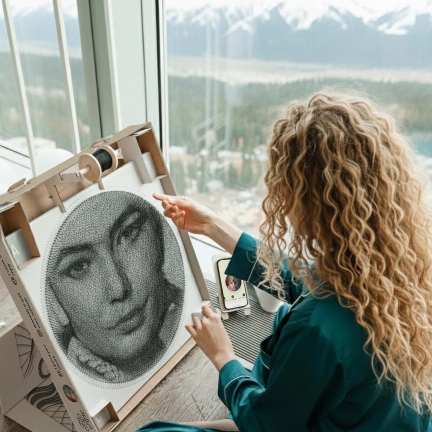 Anneye & Sevgiliye Özel String Art Tablo